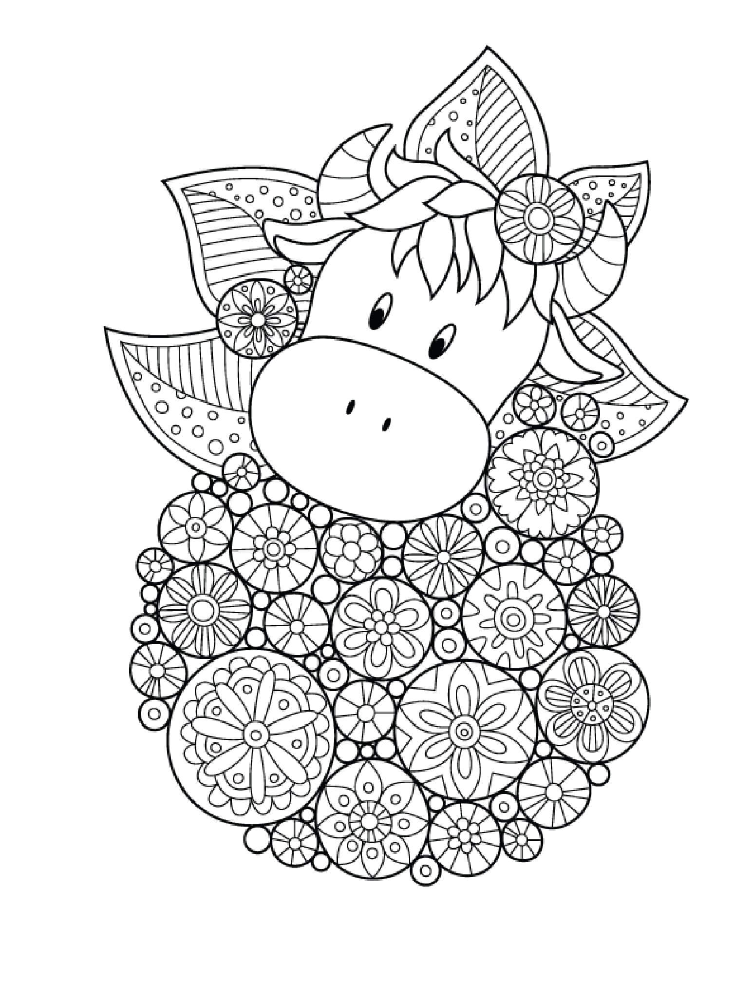 Cute Cow Mandala coloring page - Download, Print or Color Online for Free