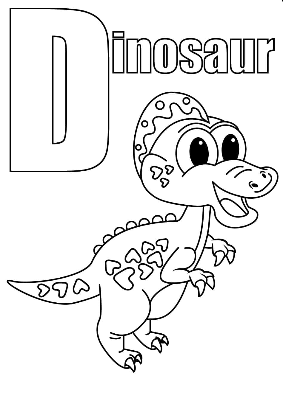 Cute Dinosaur and Letter D