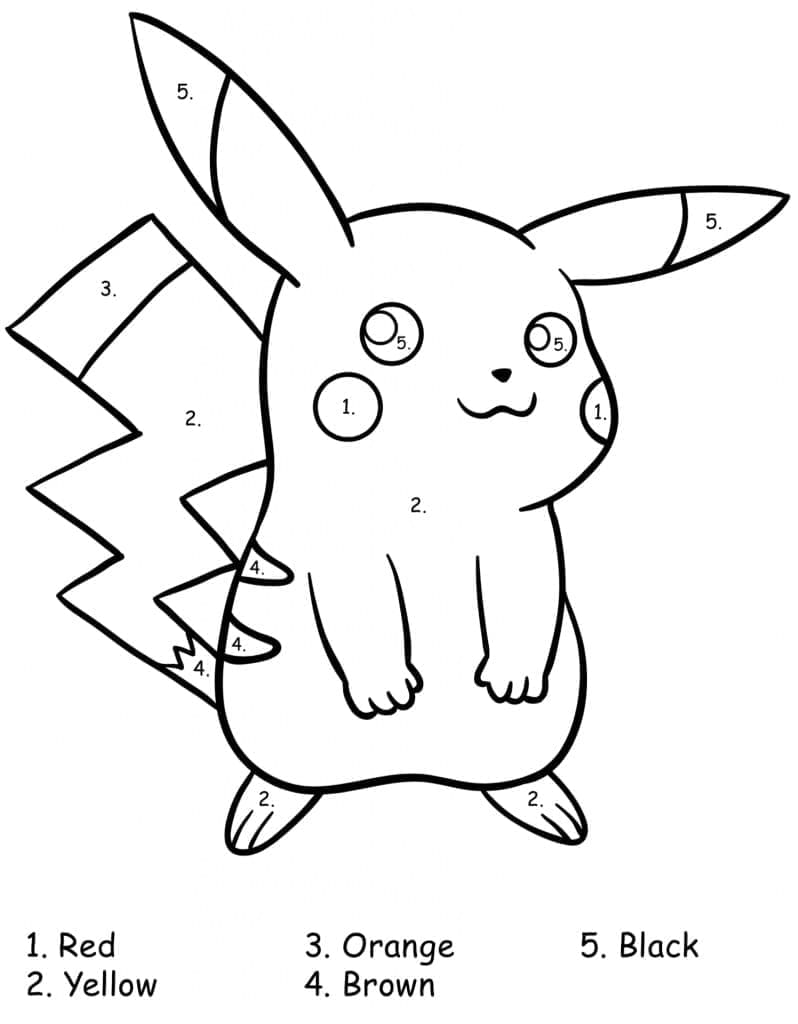 Cute Pikachu Color By Number coloring page