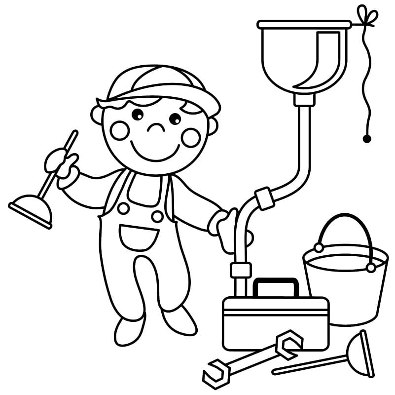 Cute Plumber coloring page