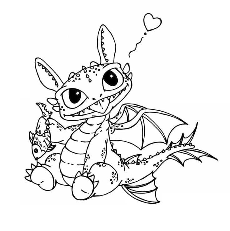 Cute Toothless and A Fish coloring page - Download, Print or Color ...