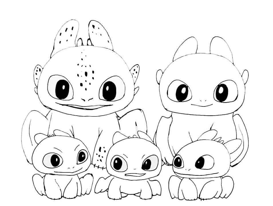 Cute Toothless Family coloring page - Download, Print or Color Online ...