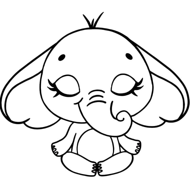 Cute Yoga Elephant coloring page