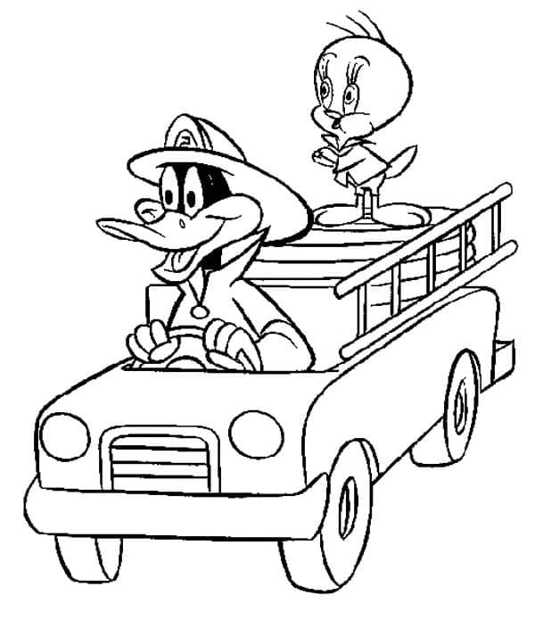 Daffy Duck and Tweety Bird coloring page