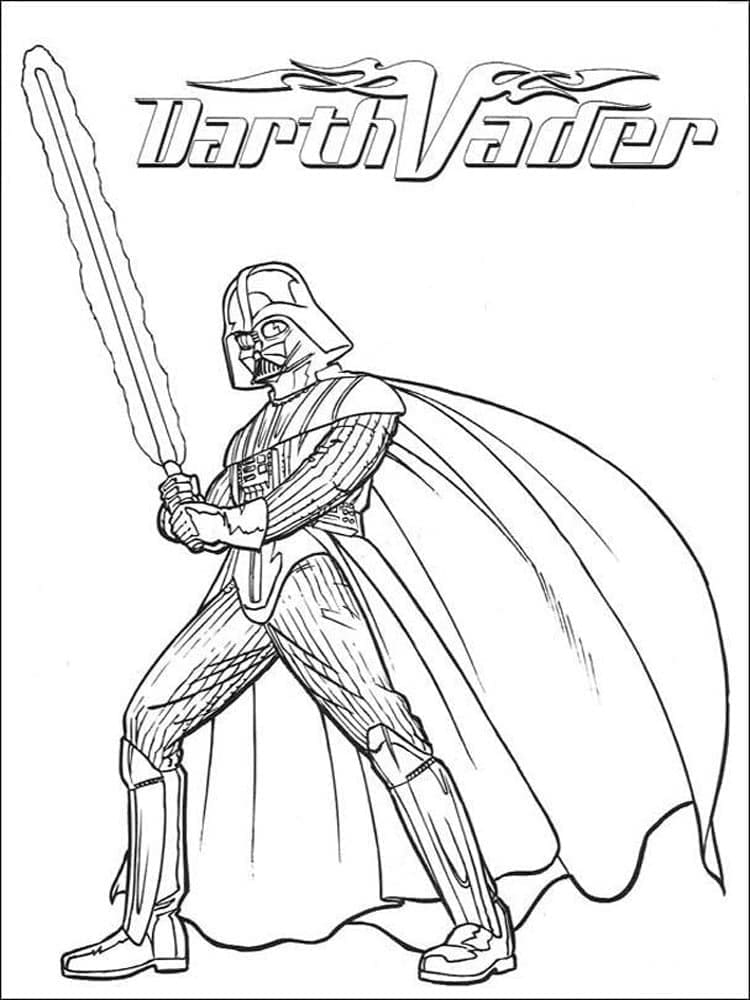 Darth Vader is Holding Lightsaber coloring page - Download, Print or ...