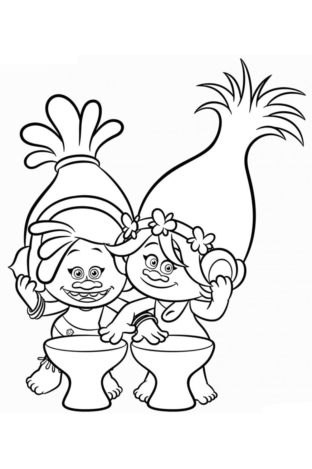 DJ Suki and Poppy from Trolls coloring page - Download, Print or Color ...