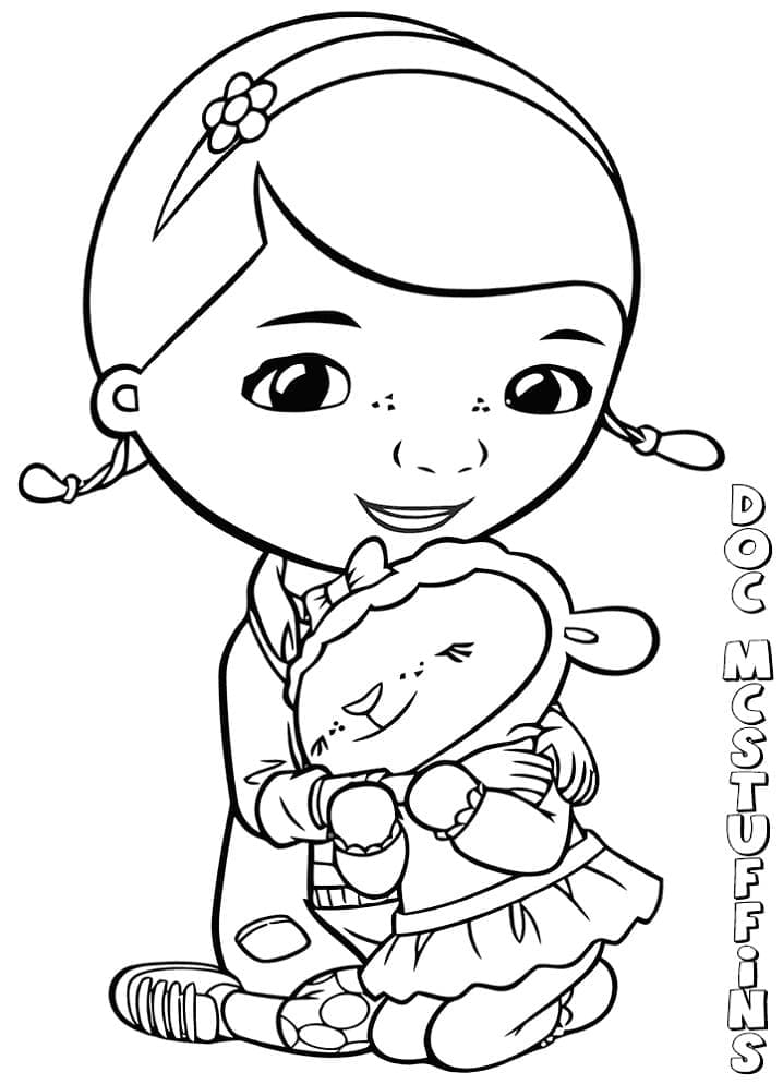 Doc McStuffins Hugs Lambie coloring page