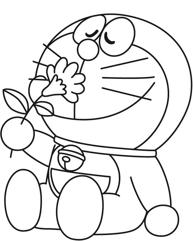 Doraemon with A Flower