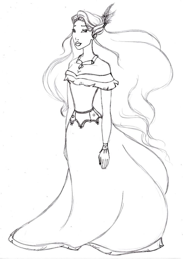 Drawing of Pocahontas coloring page - Download, Print or Color Online ...