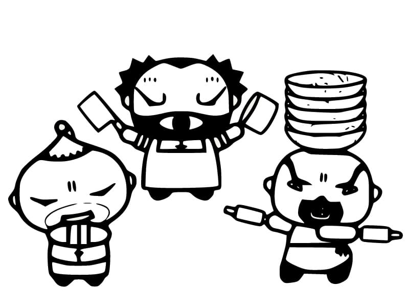 Dumpling, Ho and Linguini from Pucca coloring page