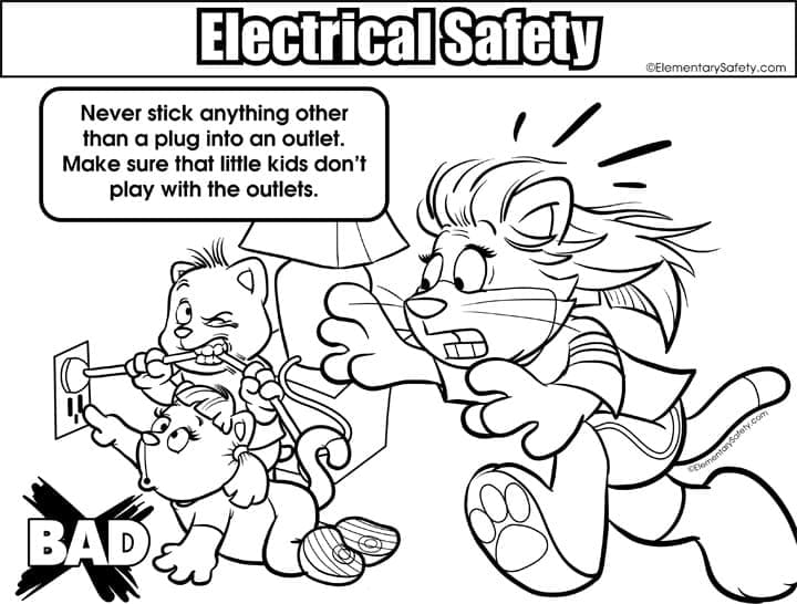 Electrical Safety - Kids Power Outlets coloring page - Download, Print ...