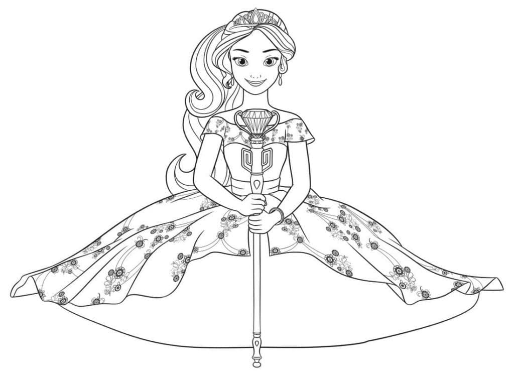 Elena with Magic Stick coloring page