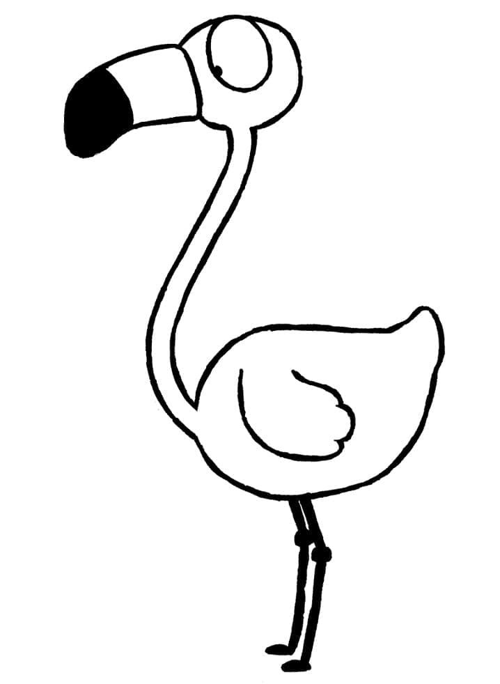 Flamingo with Big Eyes coloring page