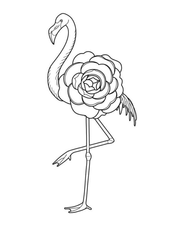 Floral Flamingo coloring page