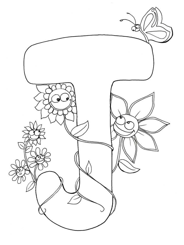 Flowers and Letter J coloring page