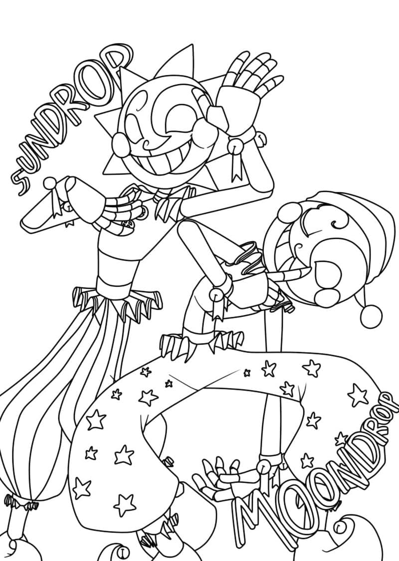 FNAF Sundrop and Moondrop coloring page - Download, Print or Color Online  for Free