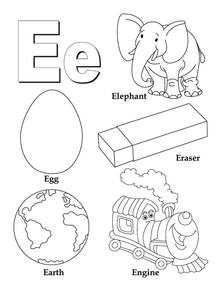 Free Letter E coloring page