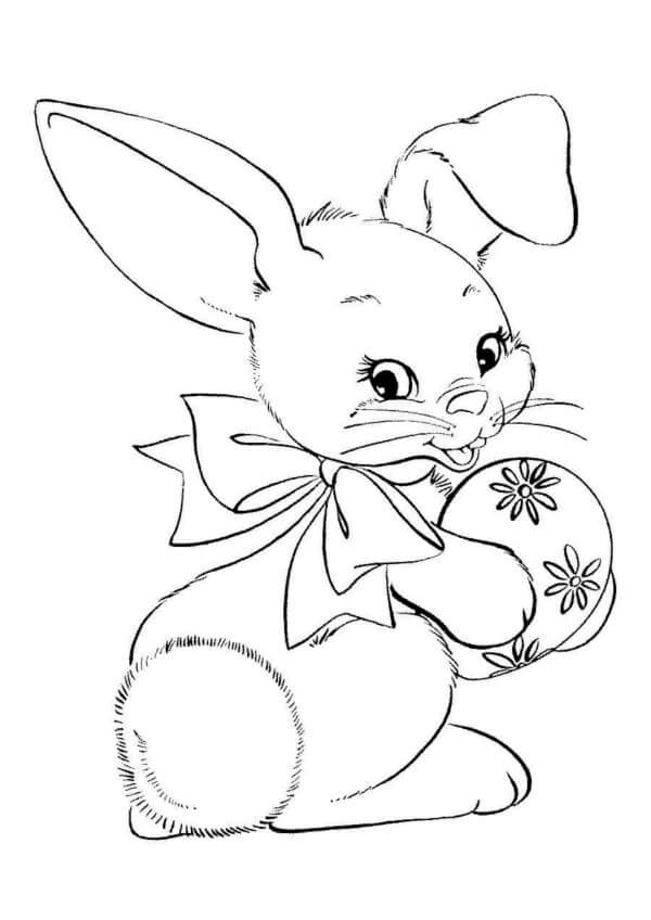 Funny Bunny with Easter Egg coloring page