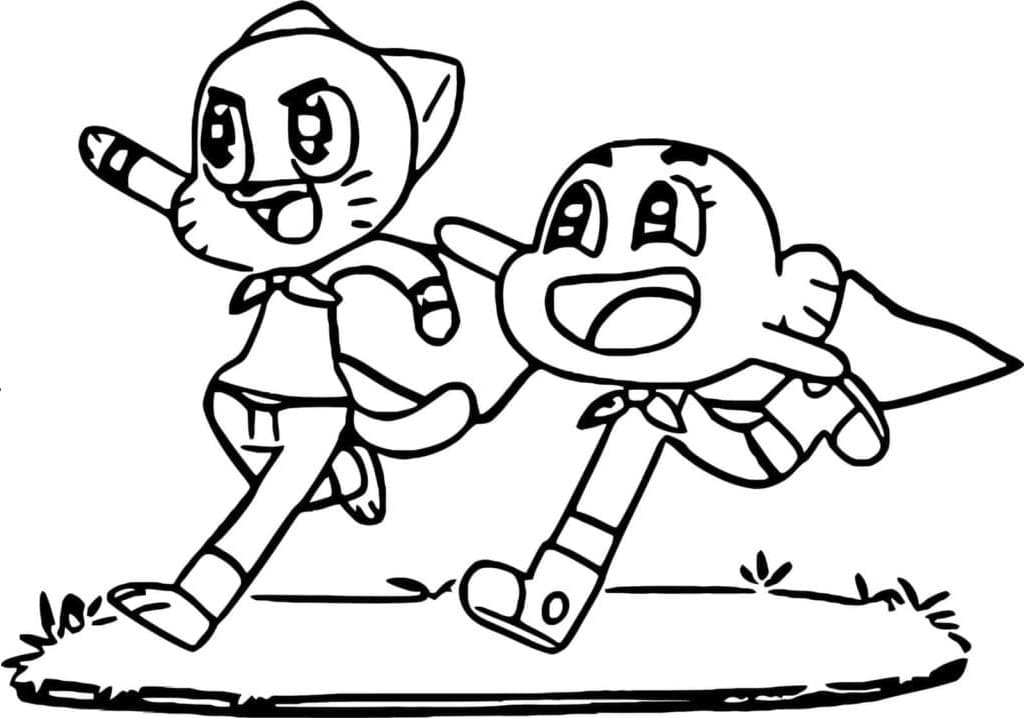 Funny Gumball and Darwin coloring page