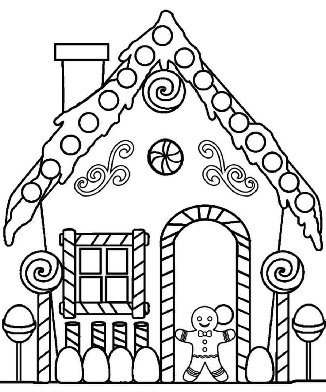 Gingerbread Man In The Gingerbread House coloring page