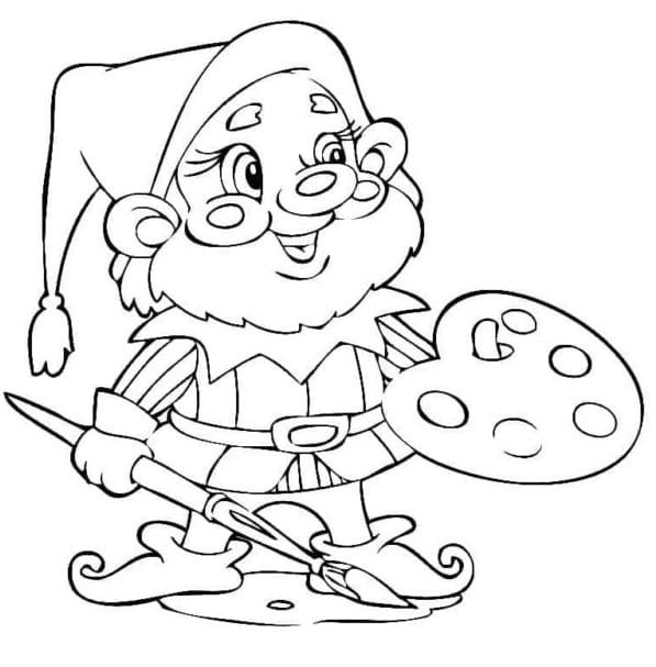 Gnome is Painting coloring page