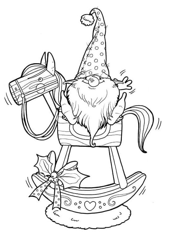 Gnome on Rocking Horse