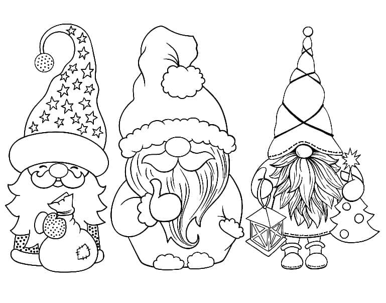 Gnomes on Christmas coloring page - Download, Print or Color Online for ...