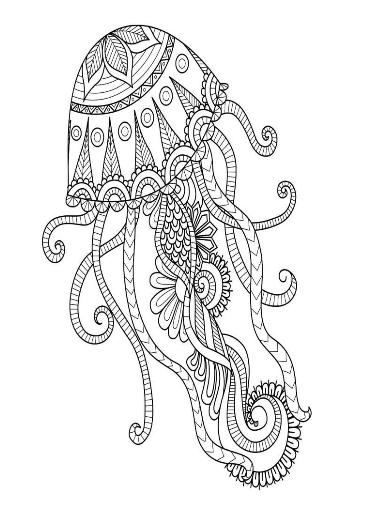 Great Jellyfish Mandala coloring page