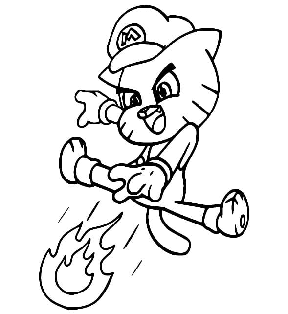 Gumball Mario coloring page