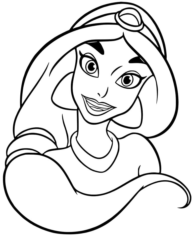 Happy Princess Jasmine coloring page