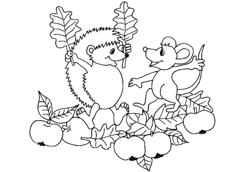 Hedgehog and Mouse coloring page