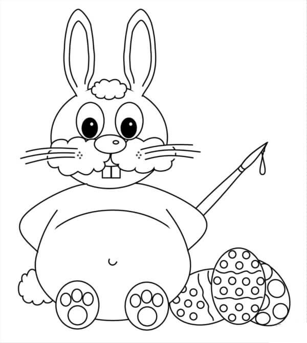 Help The Bunny To Paint The Eggs coloring page