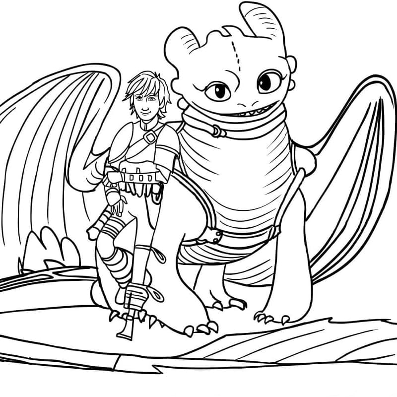 Hiccup and Toothless from How to Train Your Dragon coloring page ...