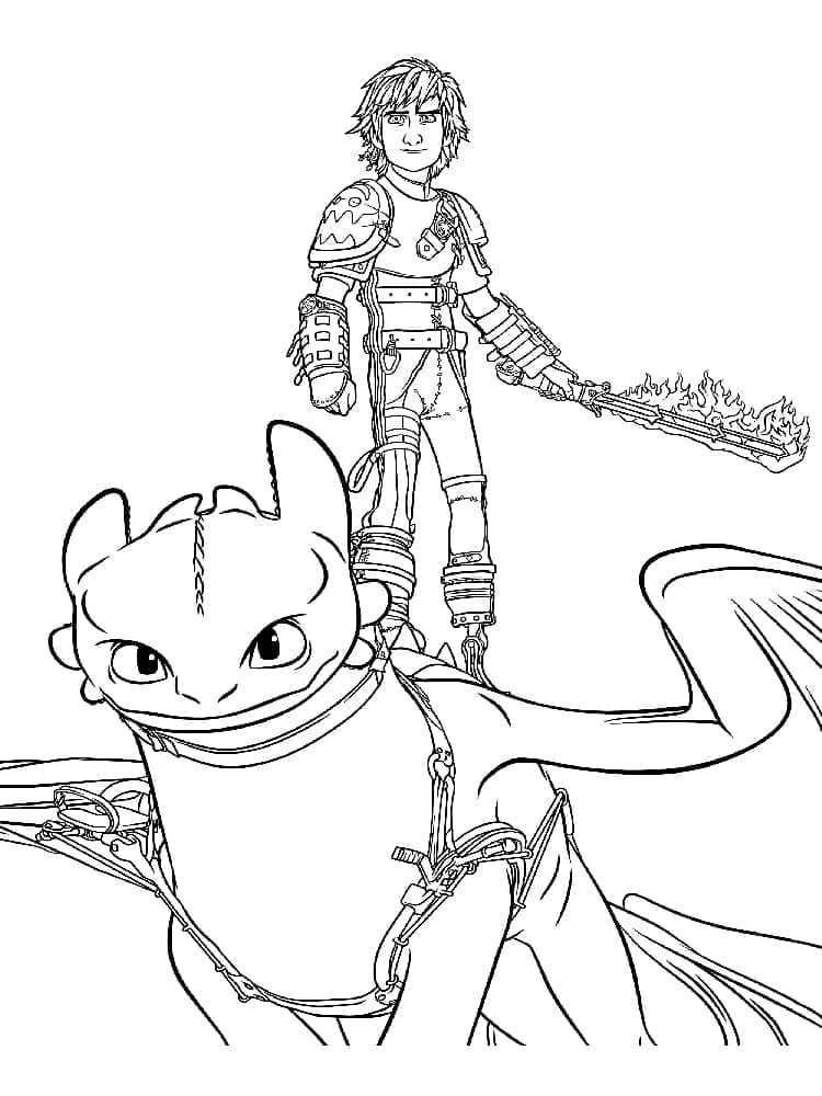 Hiccup and Toothless in How to Train Your Dragon coloring page ...
