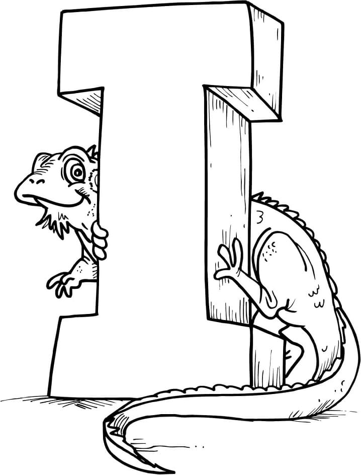 Iguana Letter I coloring page