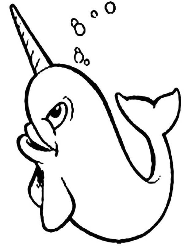 Laughing Narwhal coloring page