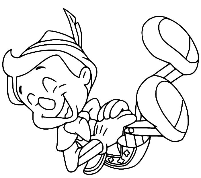 Laughing Pinocchio coloring page