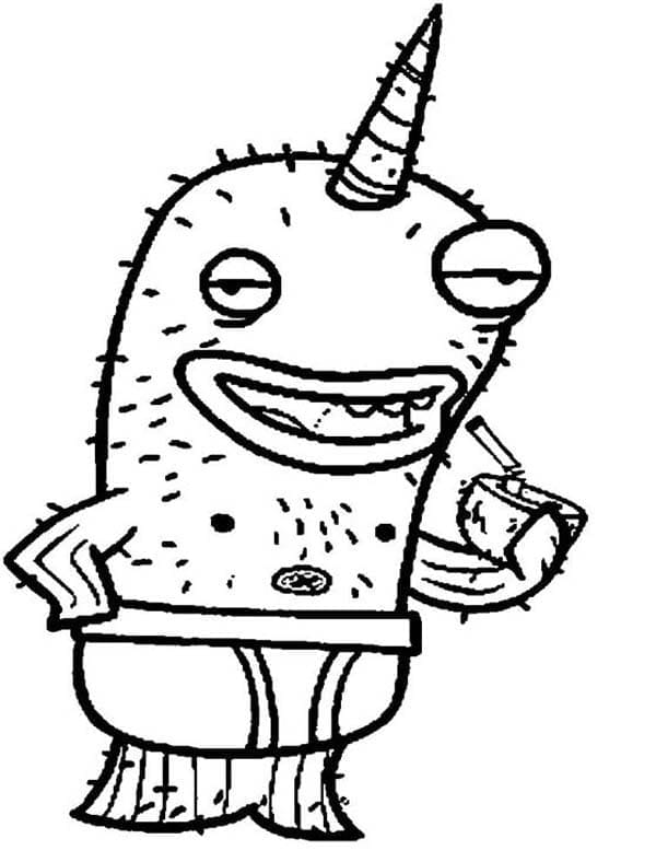 Lazy Narwhal coloring page