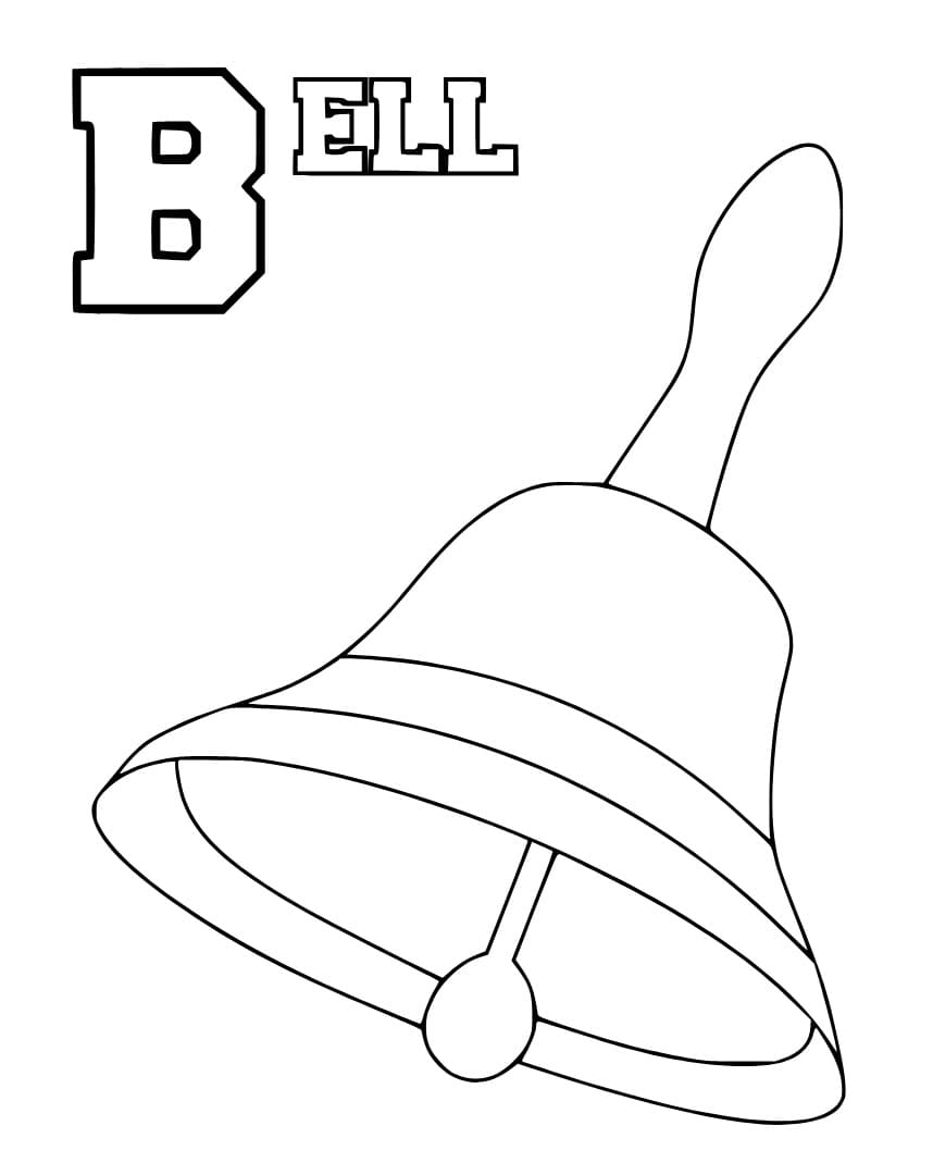 Letter B is For Bell coloring page