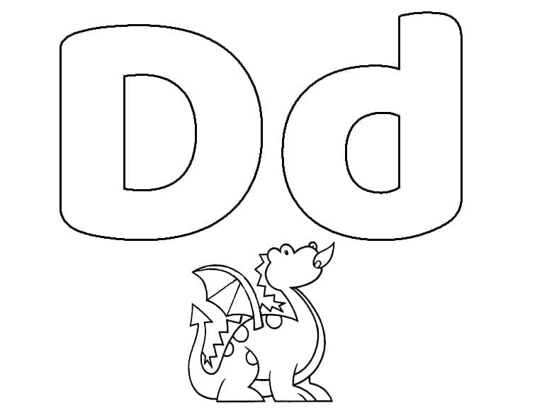 Letter D is For Dragon coloring page