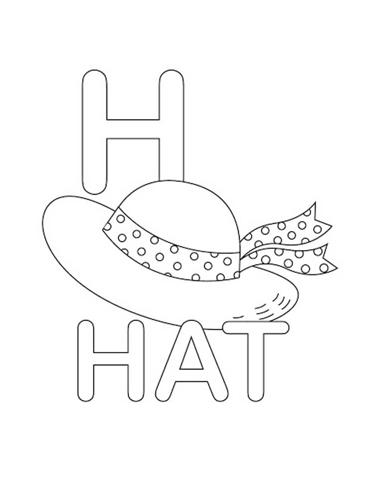 Letter H is For Hat coloring page