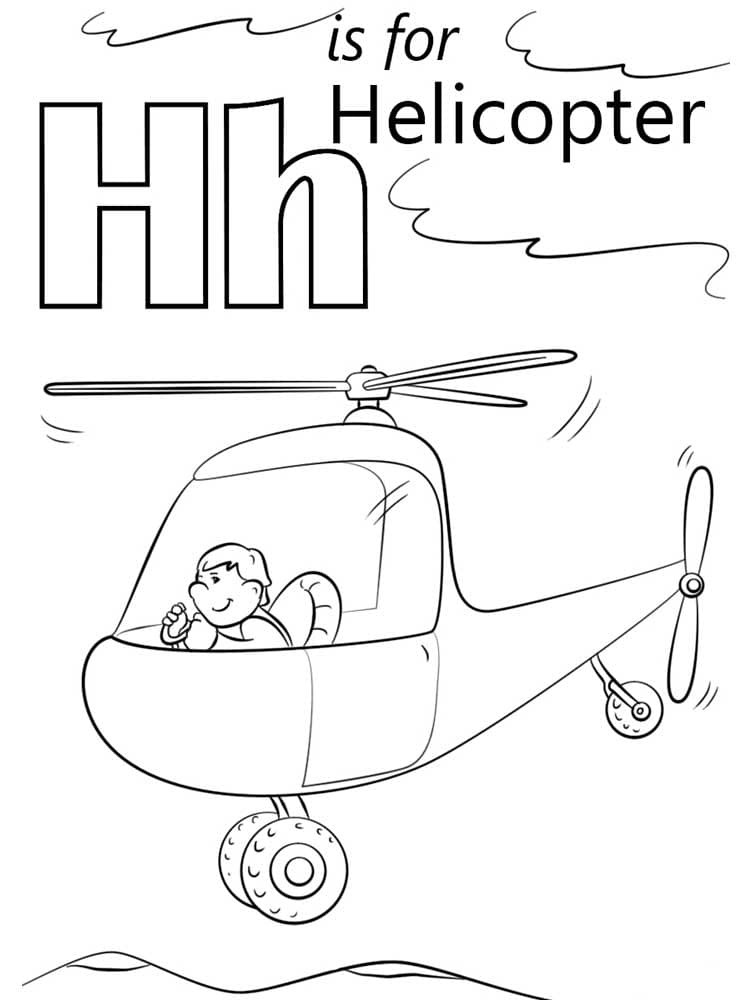 Letter H is For Helicopter coloring page