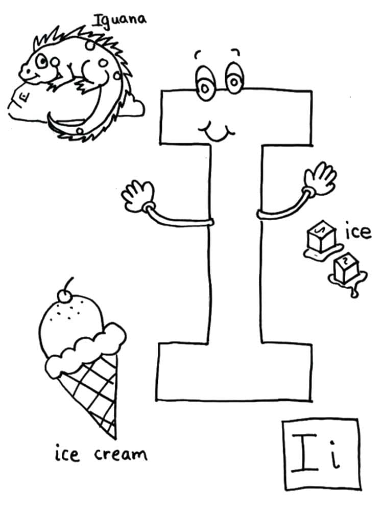 Letter I Free coloring page