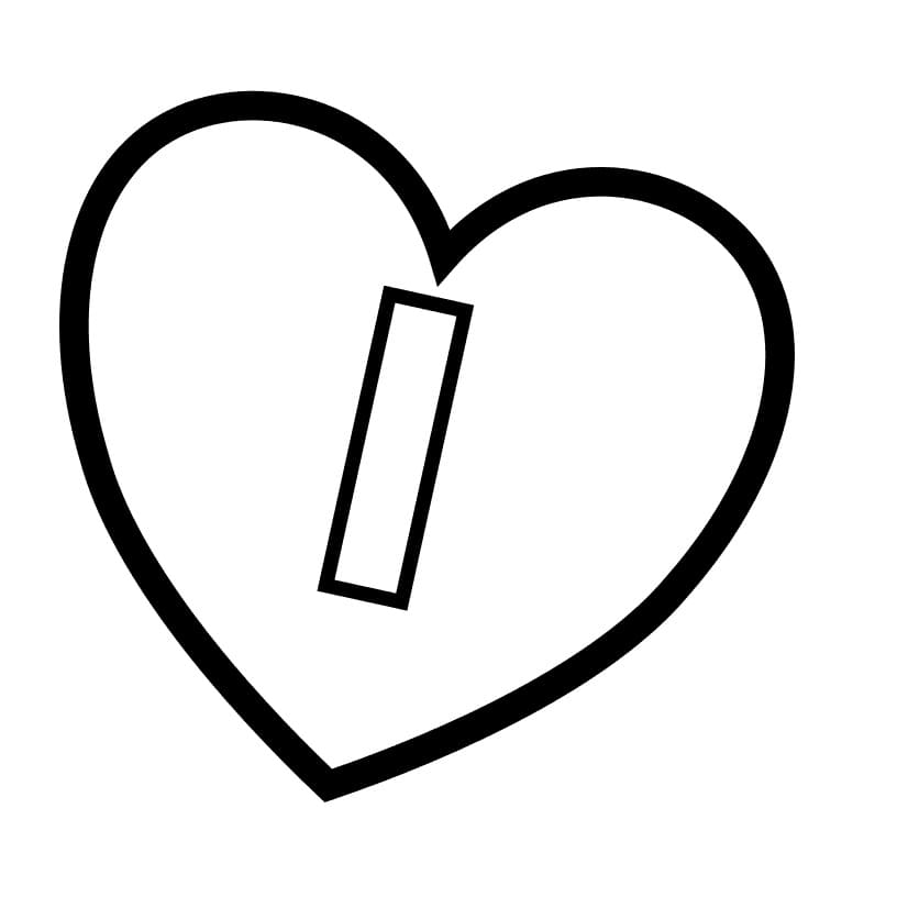 Letter I in Heart coloring page