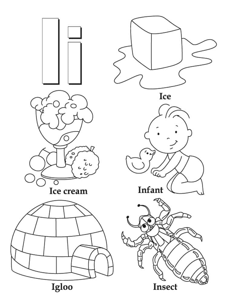 Letter I Printable coloring page