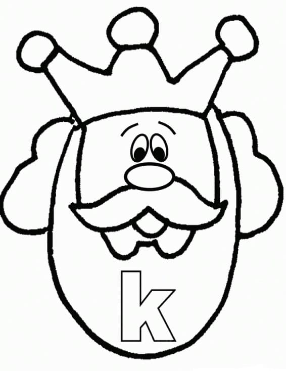 Letter K is For King coloring page