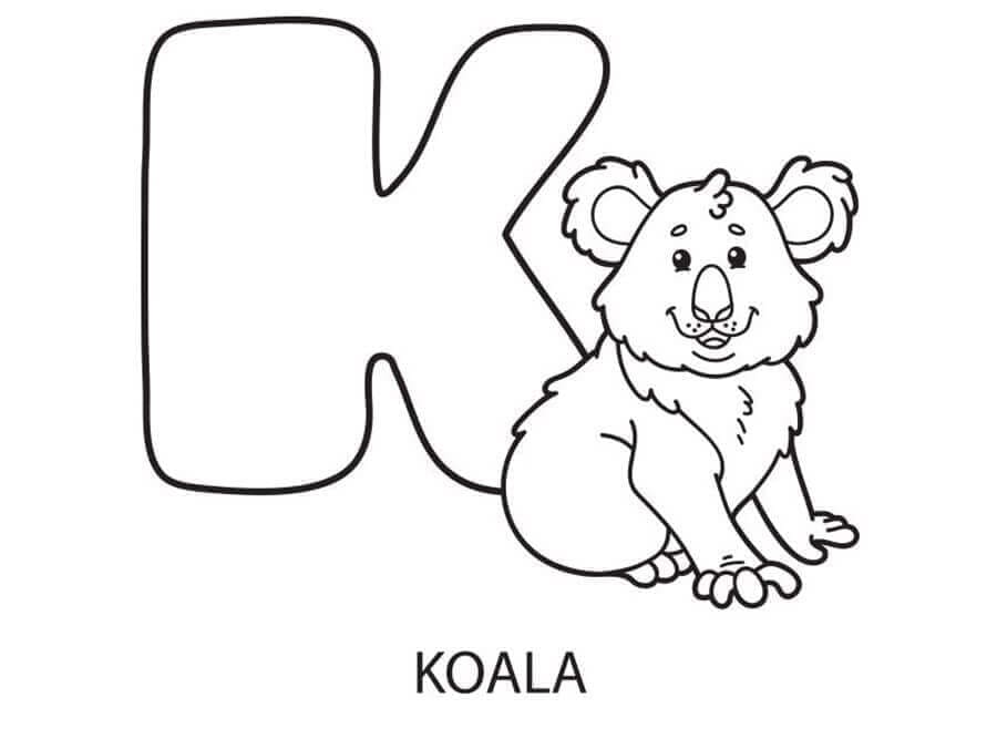 Letter K is For Koala coloring page