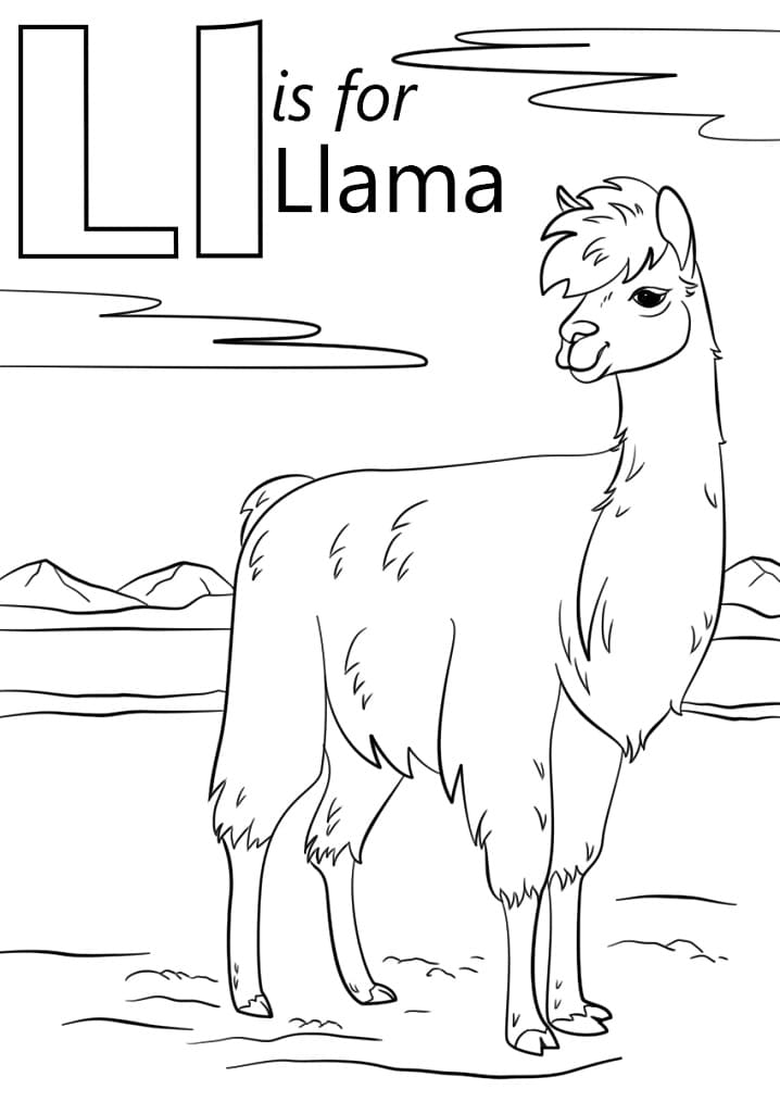 Letter L is For Llama coloring page