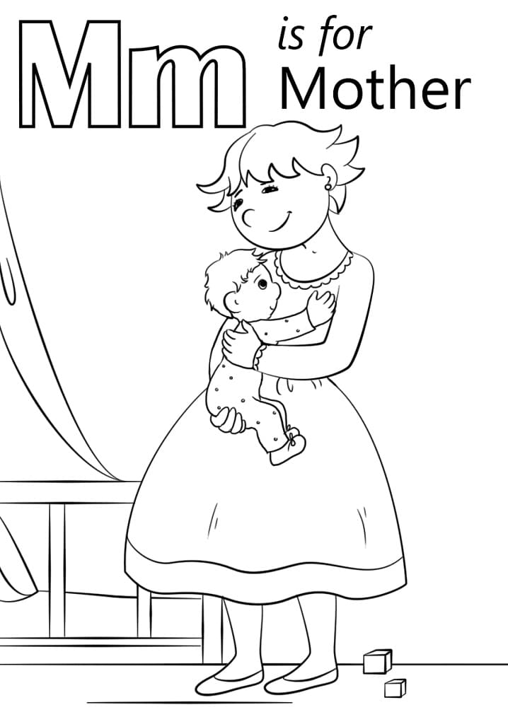 Letter M is For Mother coloring page