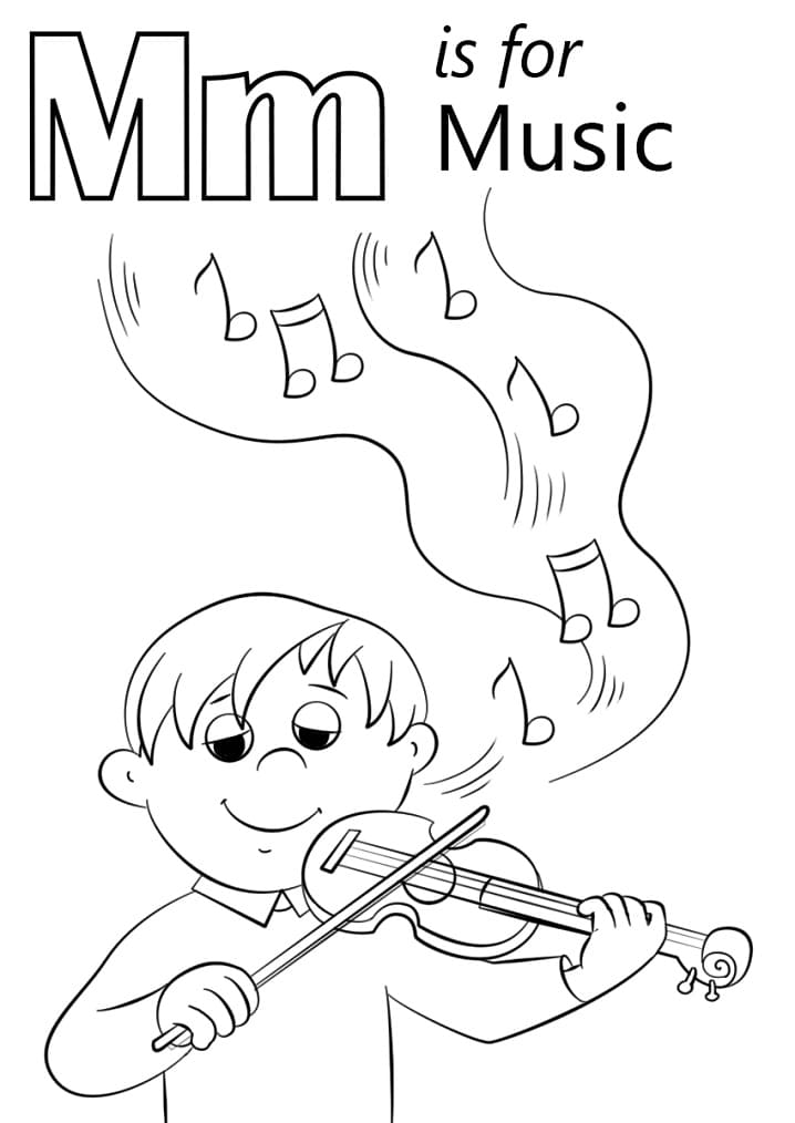 Letter M is For Music coloring page